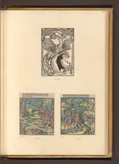 Basilisk mit Wappen von Basel; Szenen aus dem Leben von Wilhelm Tell