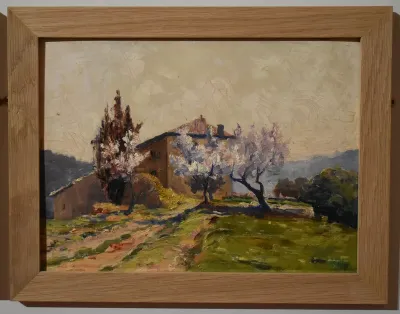 Bastide et amandiers en fleurs