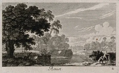 Bathers in a lake; representing August