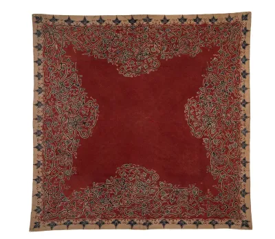 Batiked cotton headscarf with foliage and vine ornaments