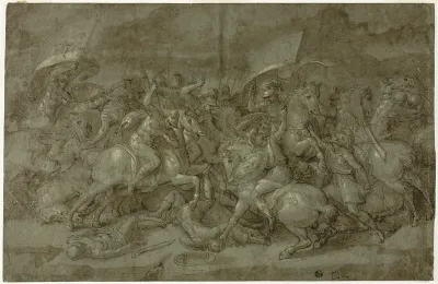 Battle between Romans and Barbarians