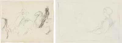 Battle Scene with Armored Figures on Horseback (recto) Two Seated Women (verso)