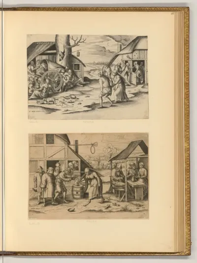 Bauerntanz vor einem Gasthaus; Herbergsuche in einem Dorf