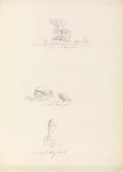 Baum, Hünengrab und Turm