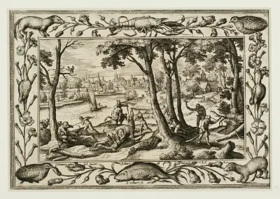 Bear Hunt, from Landscapes with Old and New Testament Scenes and Hunting Scenes