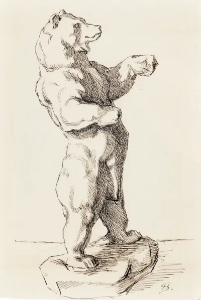 Bear Standing on its Hind Legs, drawing from sculpture