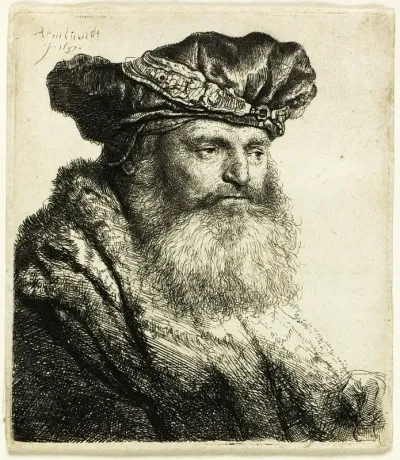 Bearded Man in a Velvet Cap with Jewel Clasp