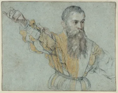 Bearded Man with his Right Arm Raised
