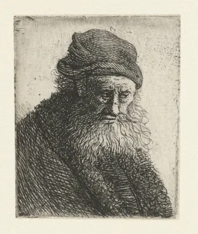 Bearded man with short wavy hair: bust