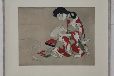 Beauty Writing a Letter (copy of a section of the Hikone Screen)