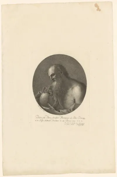 Bebaarde man met schedel in de hand