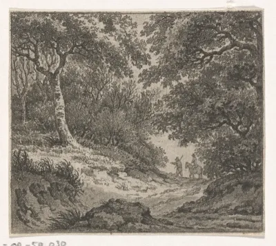 Bebost landschap met ruiter