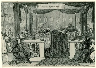 Bed van parade van de overleden koningin Maria II Stuart, 1695