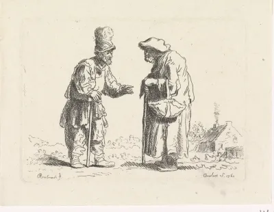 Bedelaar en bedelares in gesprek