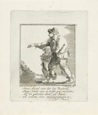 Bedelaar en een vrouw