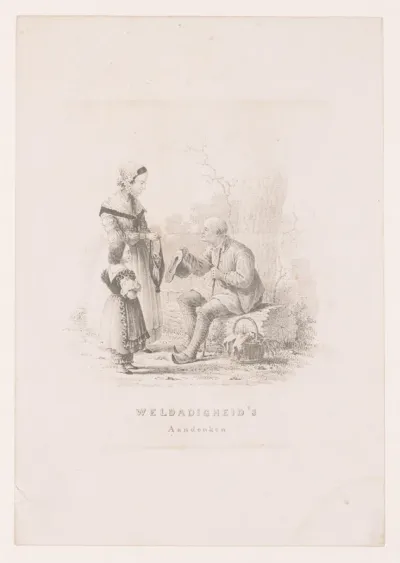 Bedelaar, vrouw en meisje