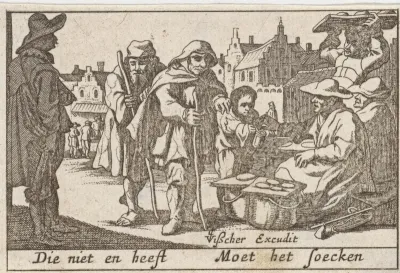 Bedelaars ontvangen aalmoes