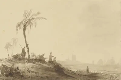 Bedoeïenen onder een palm