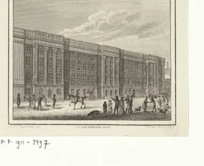 Bedrijvigheid voor een gevel van een gebouw