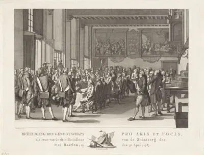 Beëdiging van het genootschap Pro Aris et Focis te Haarlem, 1787