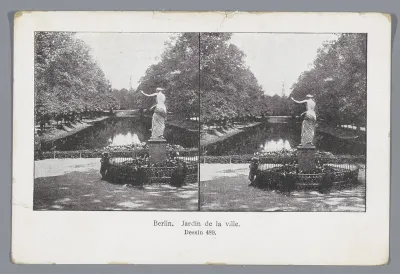 Beeld en vijver in de Tiergarten, Berlijn
