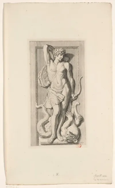 Beeld van Apollo in de westelijke galerij van het Stadhuis op de Dam