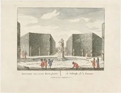 Beeld van de Faun in het doolhof van de tuinen van Paleis Het Loo