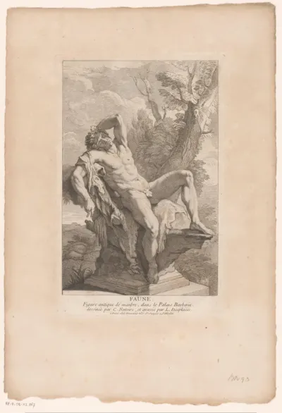 Beeld van een slapende faun