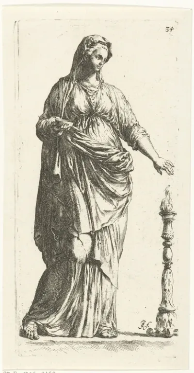 Beeld van een vrouw die wierook brandt