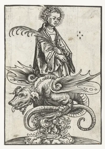 Beeld van heilige Margaretha en draak