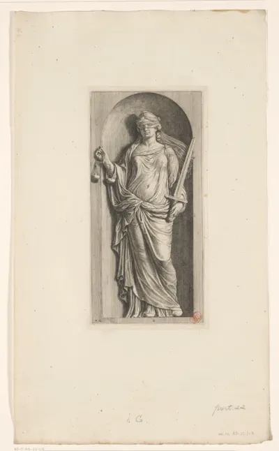 Beeld van Justitia (Gerechtigheid) in de Vierschaar van het Stadhuis op de Dam
