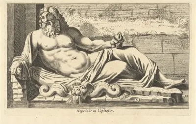 Beeld van Neptunus bij fontein op het Capitool te Rome