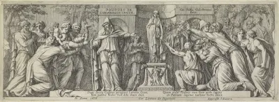 Beeld van Niobe aanbeden