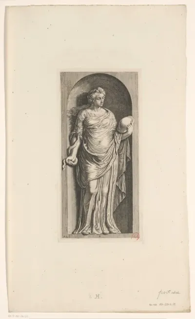 Beeld van Prudentia (Voorzichtigheid) in de Vierschaar van het Stadhuis op de Dam