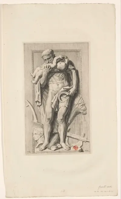 Beeld van Saturnus in de noordelijke galerij van het Stadhuis op de Dam