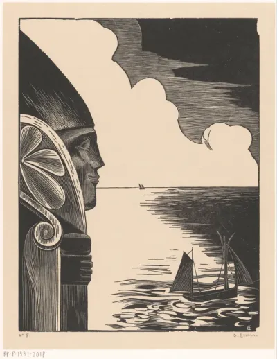 Beeld van Sint Nicolaas bij de haven van Tréboul