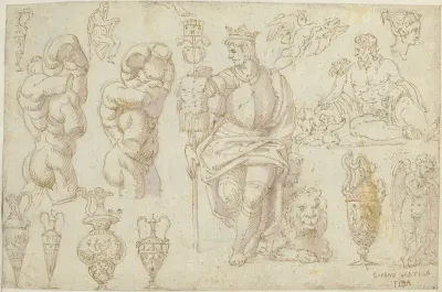 Beelden, een fresco en een tekening