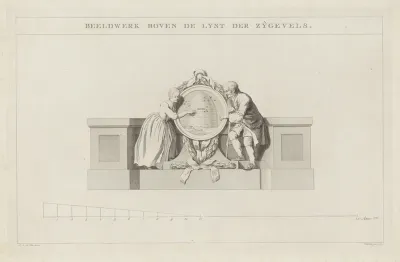 Beeldhouwwerk van de zijgevels van de schouwburg aan het Leidseplein te Amsterdam, 1774