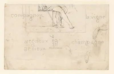 Been van Ganymedes met rondom studies van handen