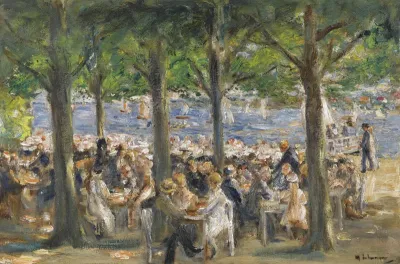 Beer garden near the Havel under trees