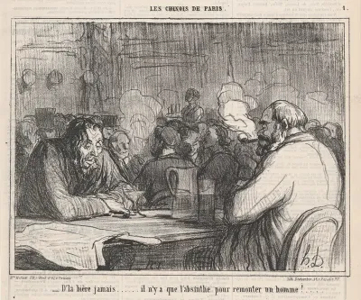Beer? Never! Only absinthe can put a fellow back on his feet, from 'The Chinese of Paris,' published in Le Charivari, December 18, 1863