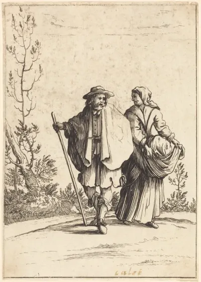 Beggar Couple, with Landscape in Background