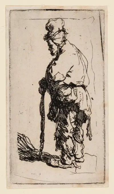 Beggar Leaning on a Stick, Facing Left