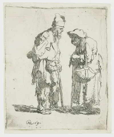 Beggar Man and Woman Conversing