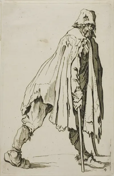 Beggar on Crutches Wearing a Hat, plate four from The Beggars
