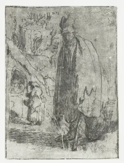 Beggar with a Cottage and Two Figures in the Background