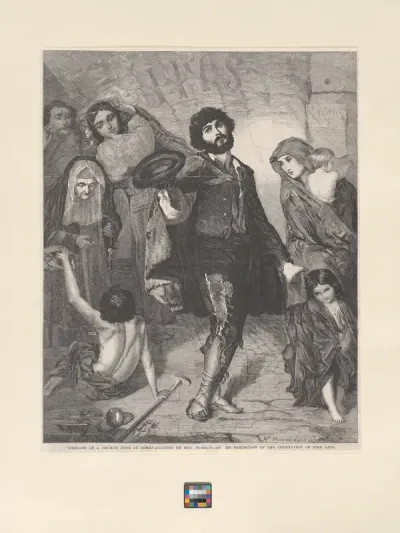 Beggars at a Church Door at Rome, from "Illustrated London News"