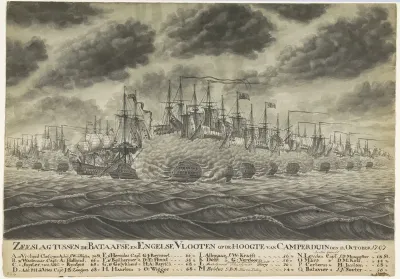 Begin van de zeeslag bij Kamperduin, 11 oktober 1797