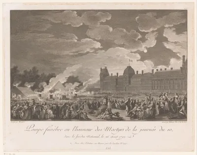 Begrafenisstoet in de Jardin des Tuileries te Parijs