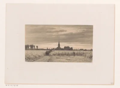 Begrafenisstoet in een korenveld